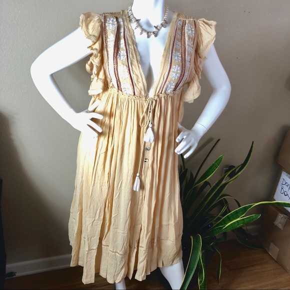 Free People Boho Embroidered Gypsy CoverUp Beach Summer Dress - Picture 2 of 10